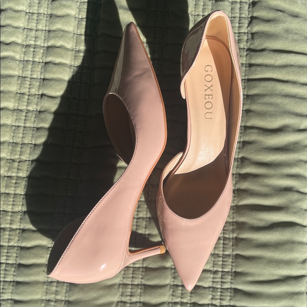 Blush pink d’orsay low kitten heels pointy toe 38